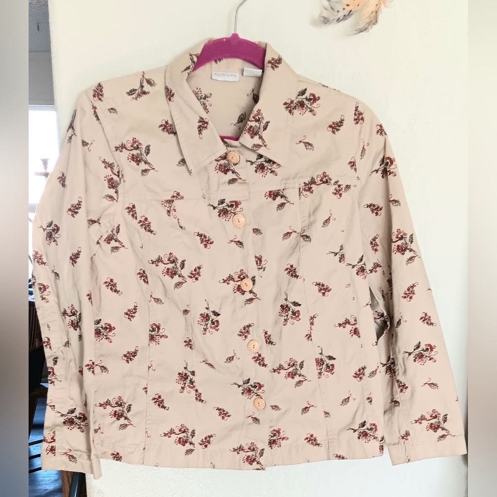 Vintage 90s Tantrum Women’s Floral Embroidered Denim Jacket Medium